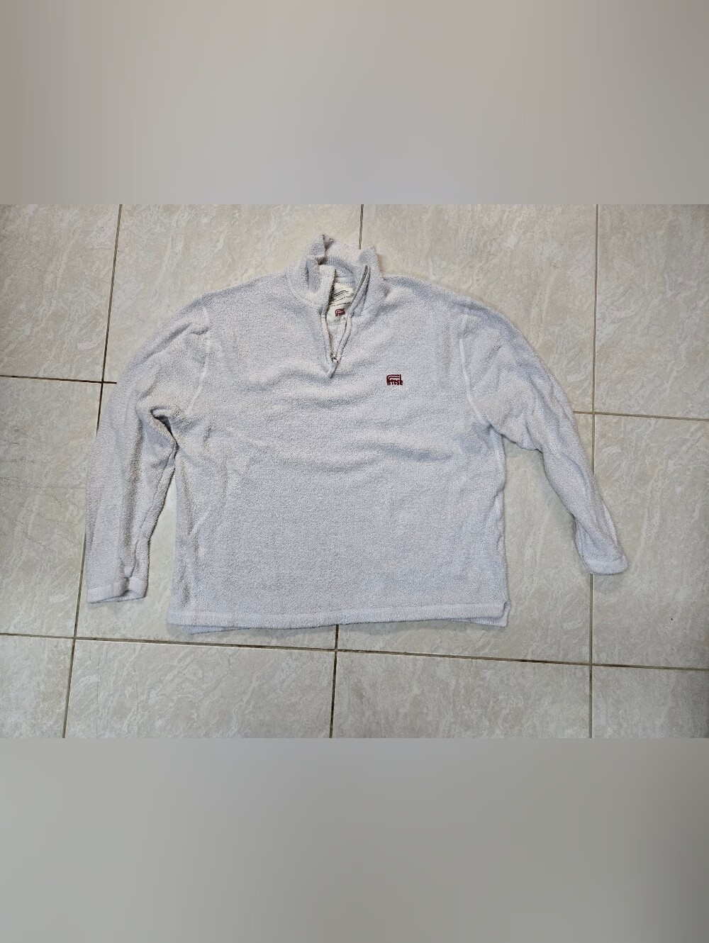 Men's White Quarter-Zip Pullover Sweater